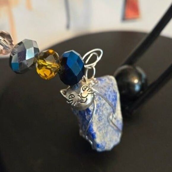 Egyptian Beaded Sun Catcher with Charms and Lapis Lazuli - Picture 10 of 10